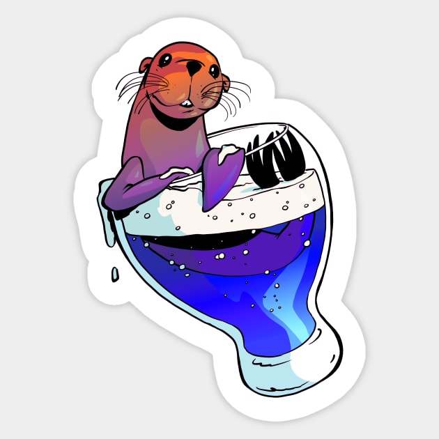 Sea lion and beer Sticker by TomiAx